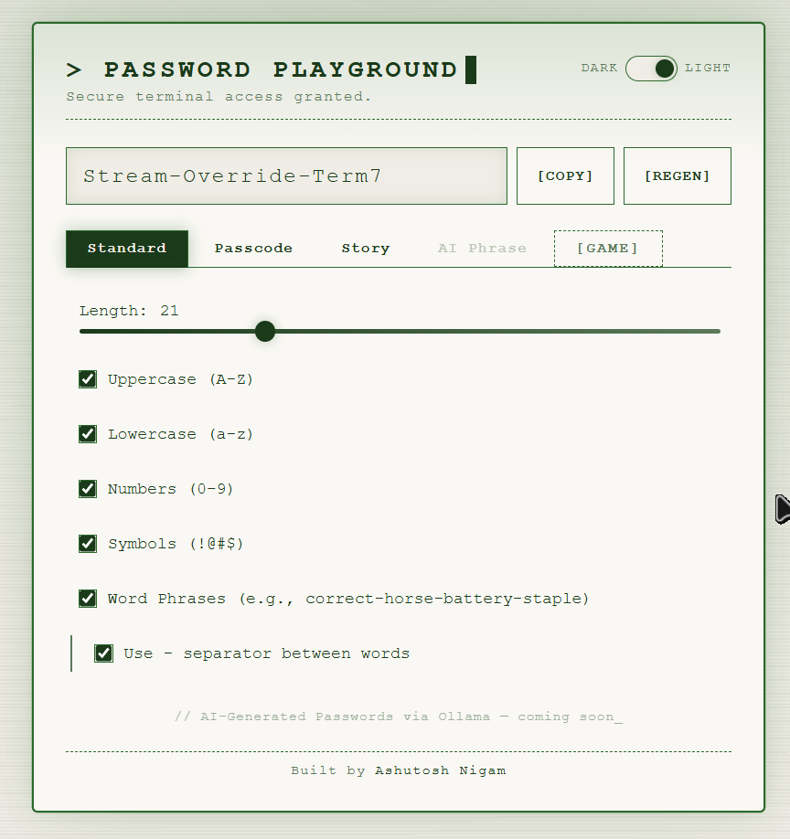 PWPlay - Password Playground
